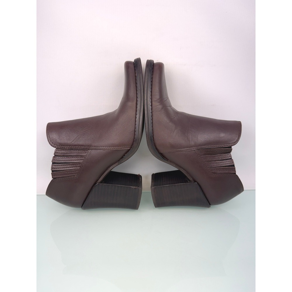 Colin Stuart Ankle Boots 6.5 Brown Leather Square Toe Block Heel 90s clean girl - Picture 3 of 11